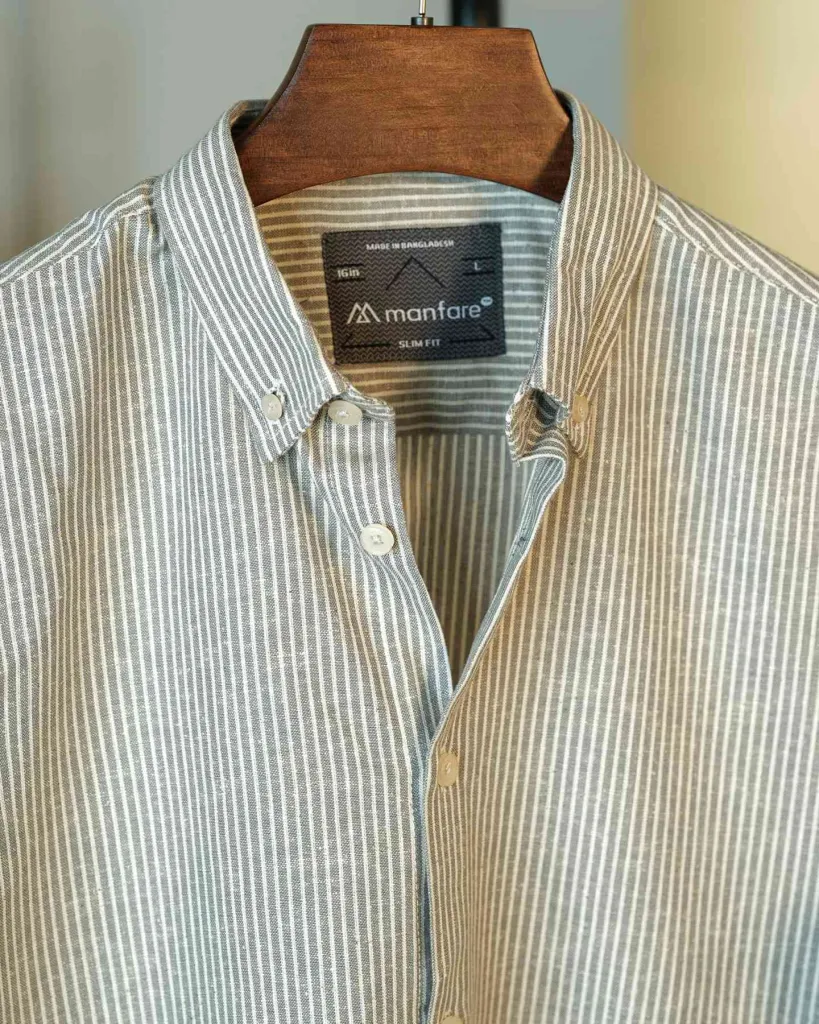 Faded Olive and White Remi Old Money Striped Shirt | MS-245