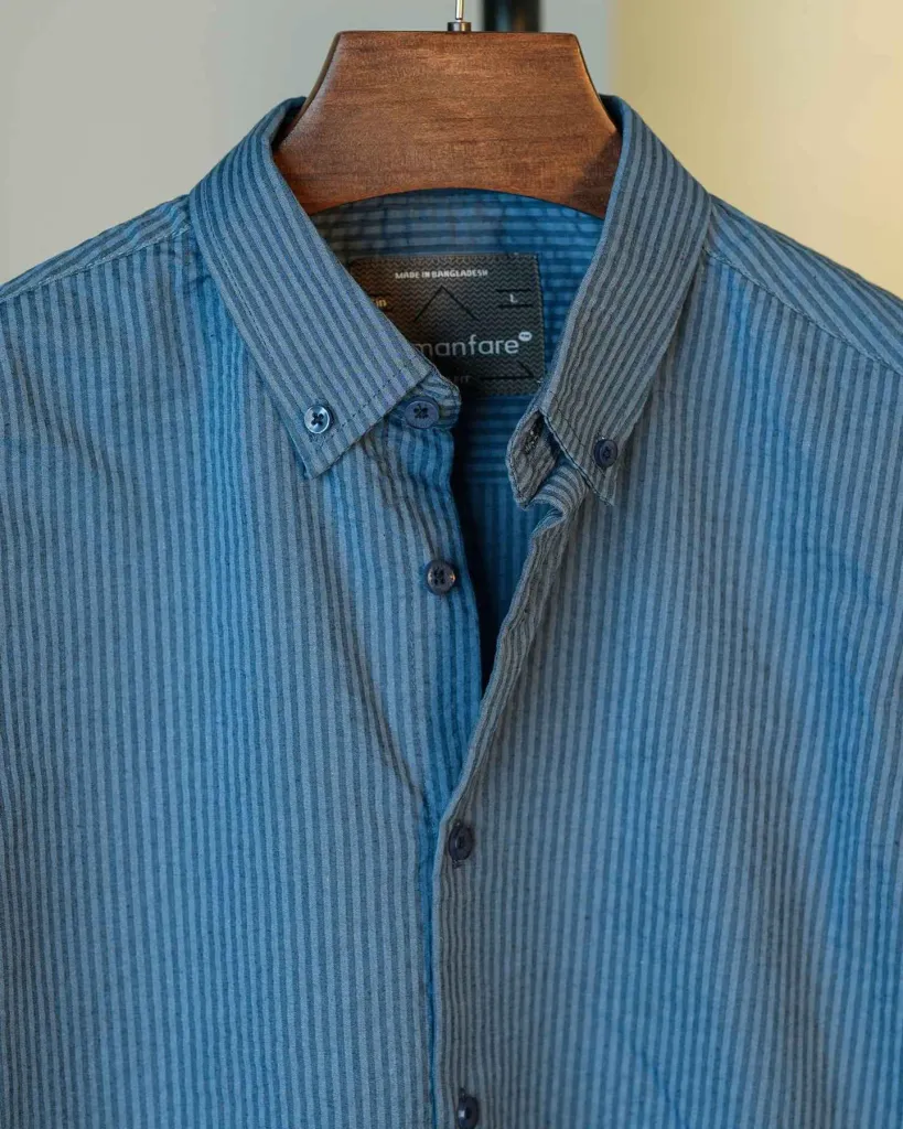 Blue Duel Tone Old Money Striped Shirt | MS-244