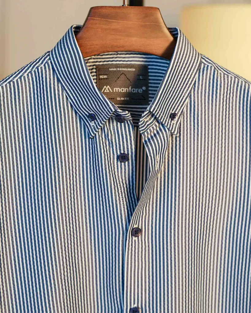 Navy Blue and White Old Money Striped Shirt | MS-242
