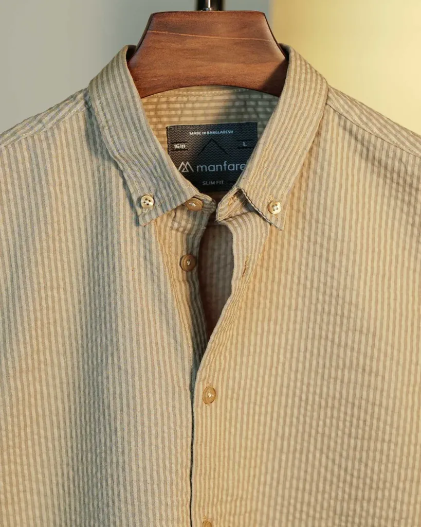 Olive Duel Tone Old Money Striped Shirt | MS-236