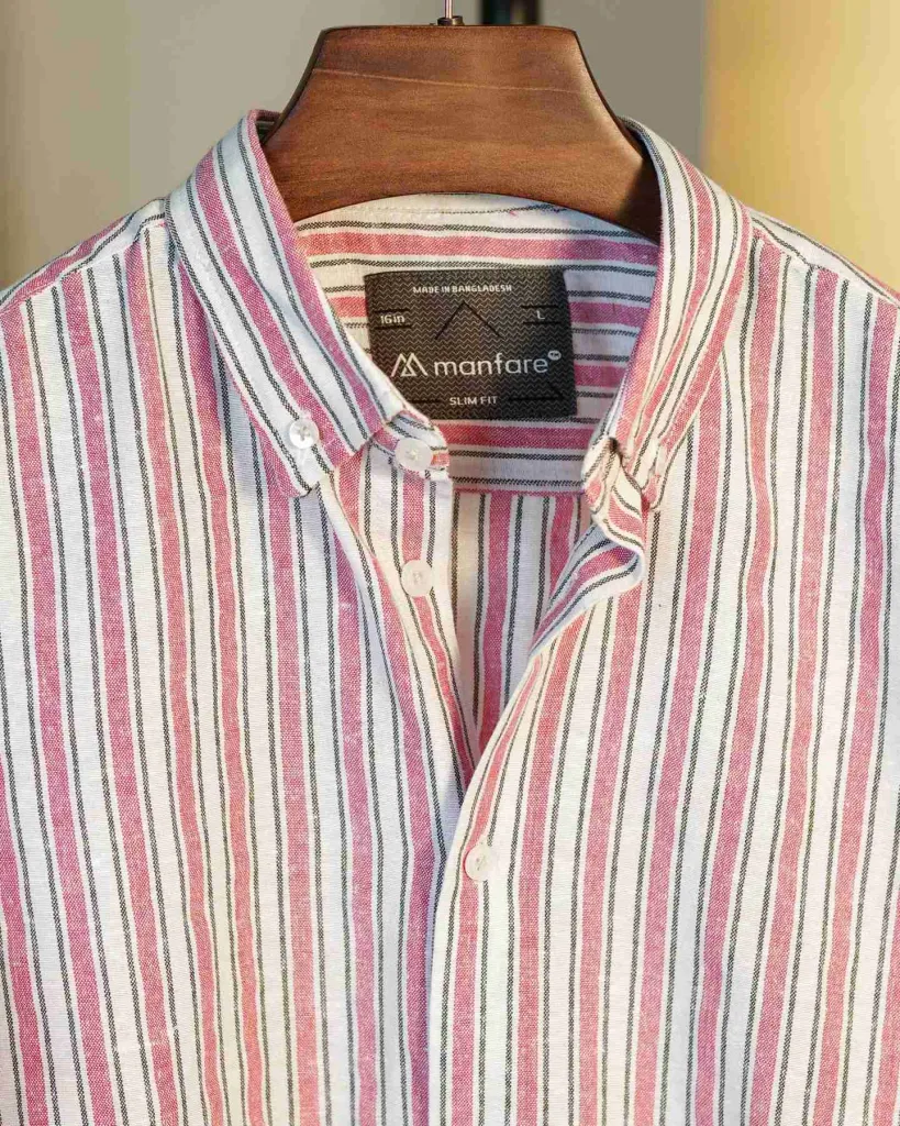 Pink White and Ash Remi Cotton Old Money Striped Shirt | MS-235