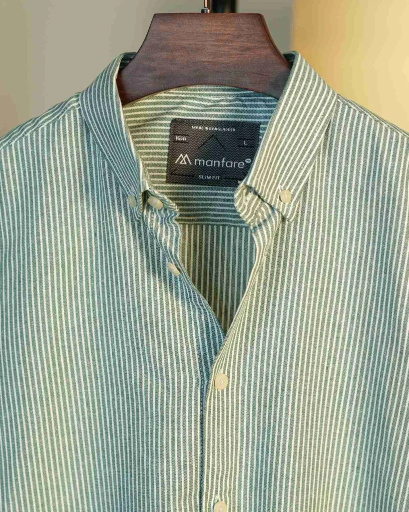 Mint and Grey Remi Cotton Old Money Striped Shirt | MS-233