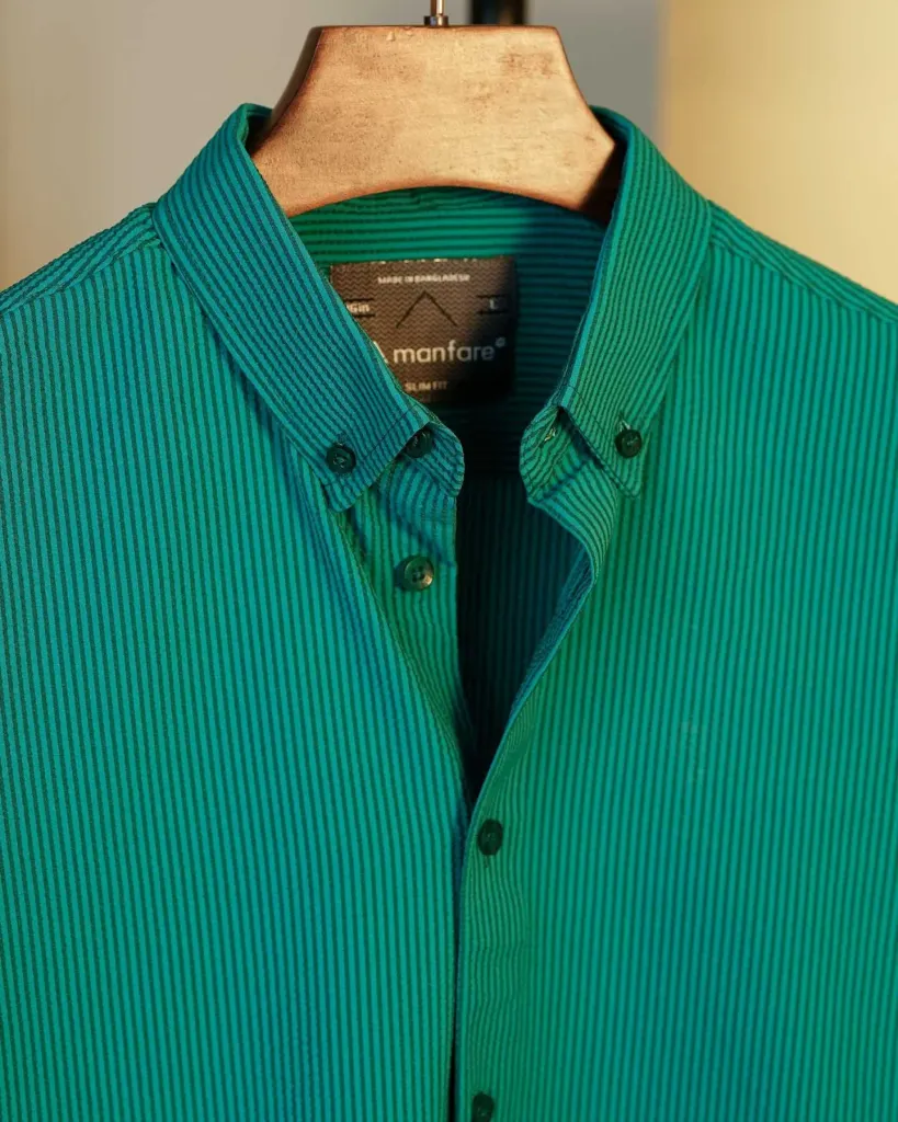 Teal Duel Tone Old Money Striped Shirt | MS-232