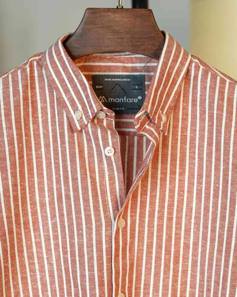 Dark Brown and White Remi Cotton Old Money Striped Shirt | MS-231