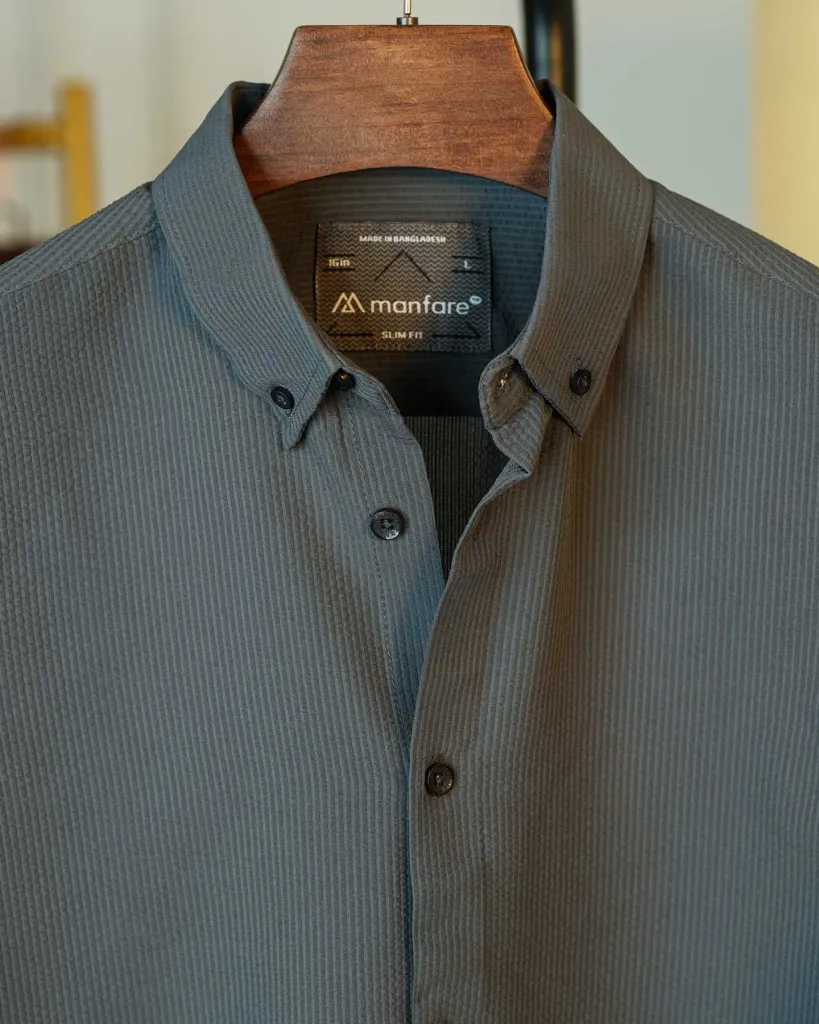 Dark Ash Old Money Striped Shirt | MS-230