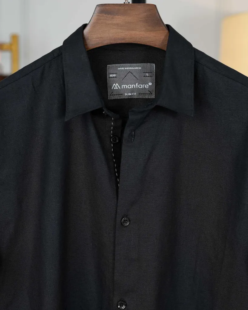 Premium Remi Cotton Shirt | Black | MS-249