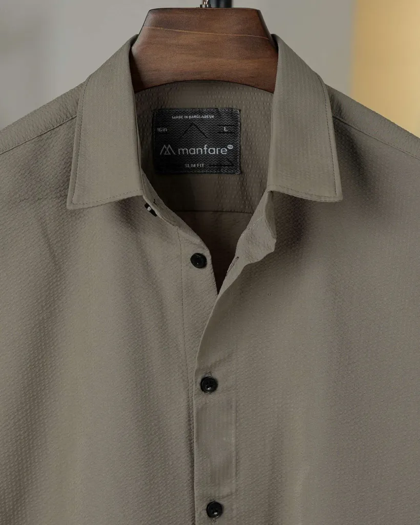 Deep Olive Due Old Money Striped Shirt | MS-258