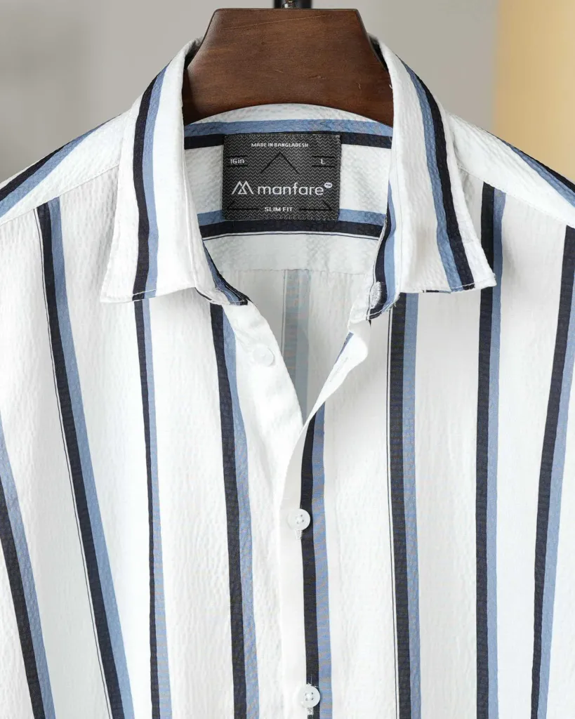  Duel and White Old Money Striped Shirt | MS-260