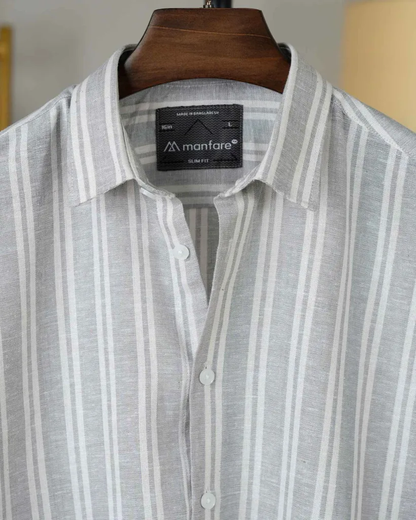 Grey and White Old Money Striped Shirt | MS-263