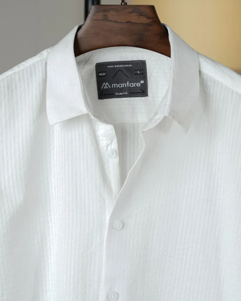 White Old Money Striped Shirt | MS-265