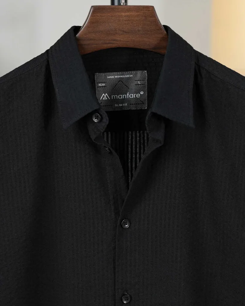 Black Old Money Striped Shirt | MS-266