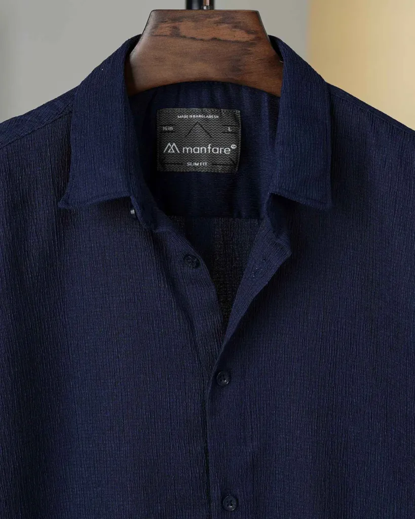Navy Blue Old Money Striped Shirt | MS-269