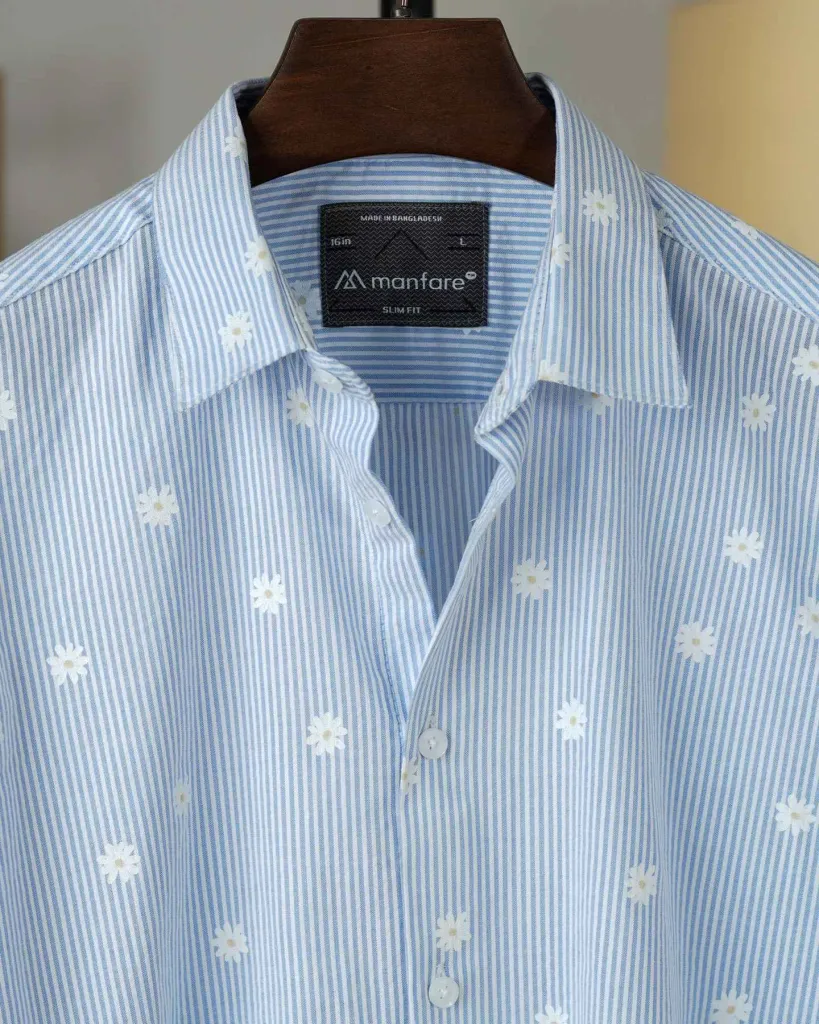 Sky Blue and White Old Money Striped Shirt | MS-271