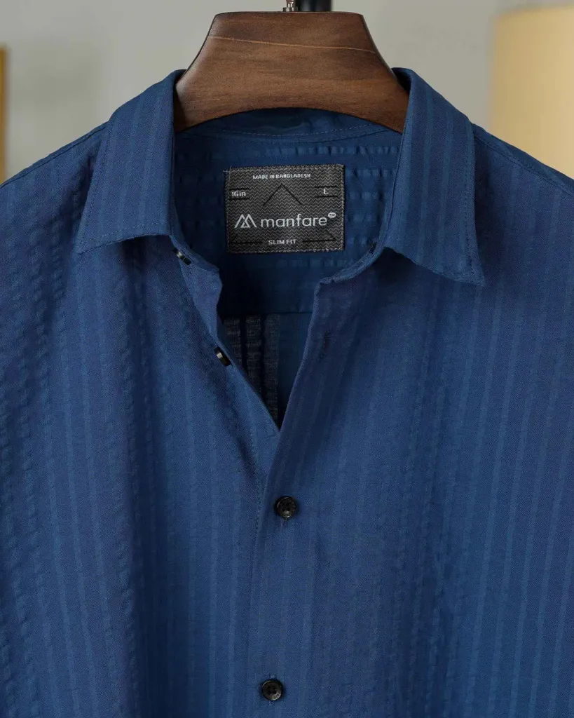 Blue Duel Tone Old Money Striped Shirt | MS-273