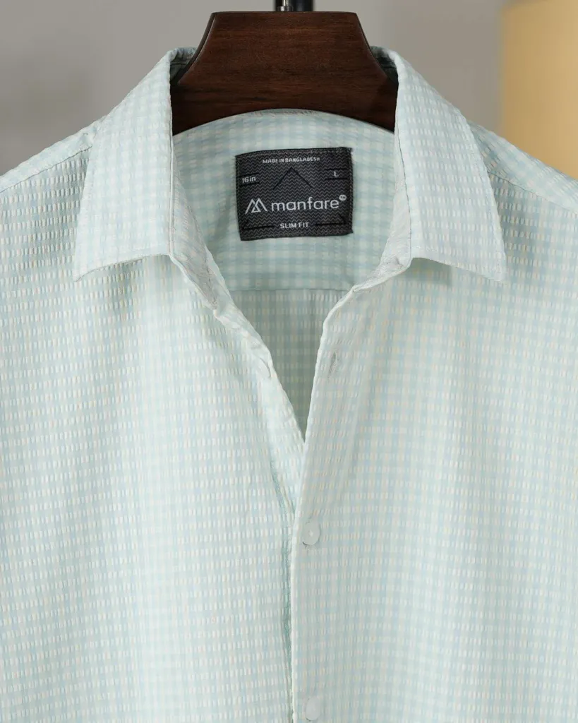 Aqua Mist and White Old Money Striped Shirt | MS-275
