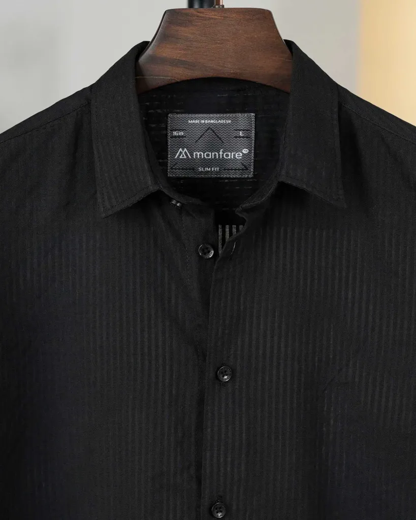 Black Old Money Striped Shirt | MS-276
