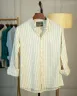 Off White and Green Old Money Striped Shirt | MS-248