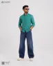 Teal Duel Tone Old Money Striped Shirt | MS-232