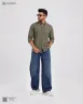 Deep Olive Duel Tone Old Money Striped Shirt | MS-234