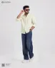 Off White and Green Old Money Striped Shirt | MS-248