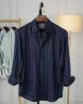 Navy blue and White Old Money Striped Shirt | MS-278